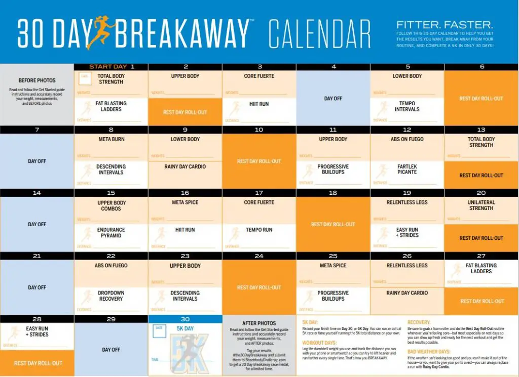30 Day Breakaway Calendar Printable 2024 CALENDAR PRINTABLE
