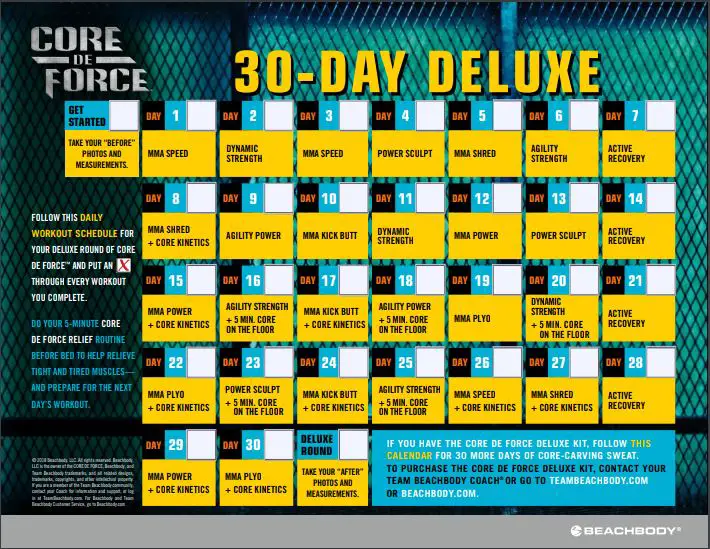 Core De Force Calendar & Workout Schedule Healthy For Better