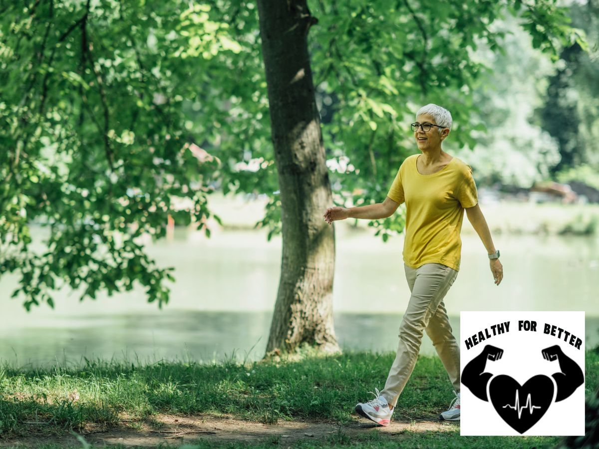 older woman walking to lose weight