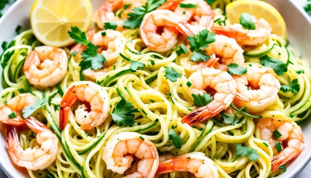 Lemon Garlic Shrimp Zoodles