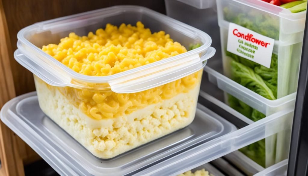 Storing Cauliflower Mac and Cheese Storing Cauliflower Mac and Cheese