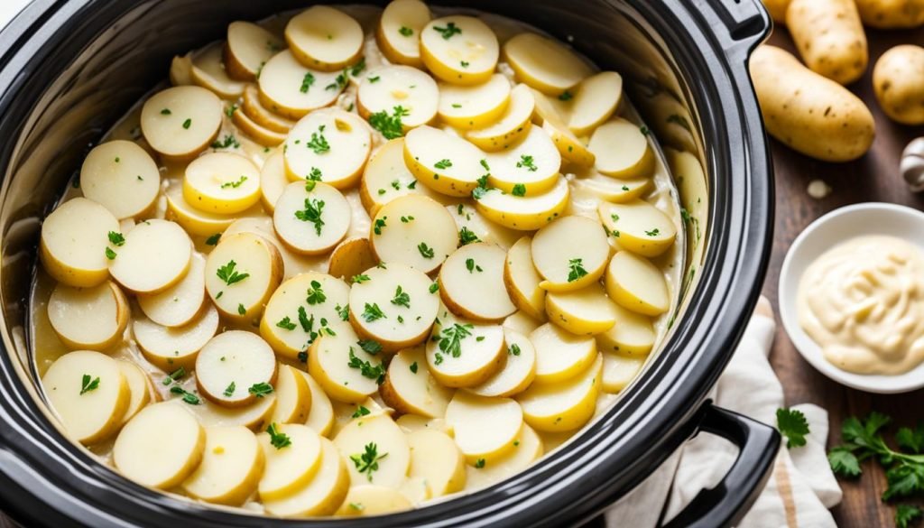 making crockpot scalloped potatoes