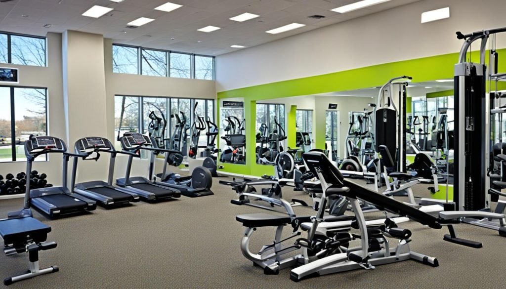 Different types of gym equipment including cardio machines and strength training equipment. Different types of gym equipment including cardio machines and strength training equipment.