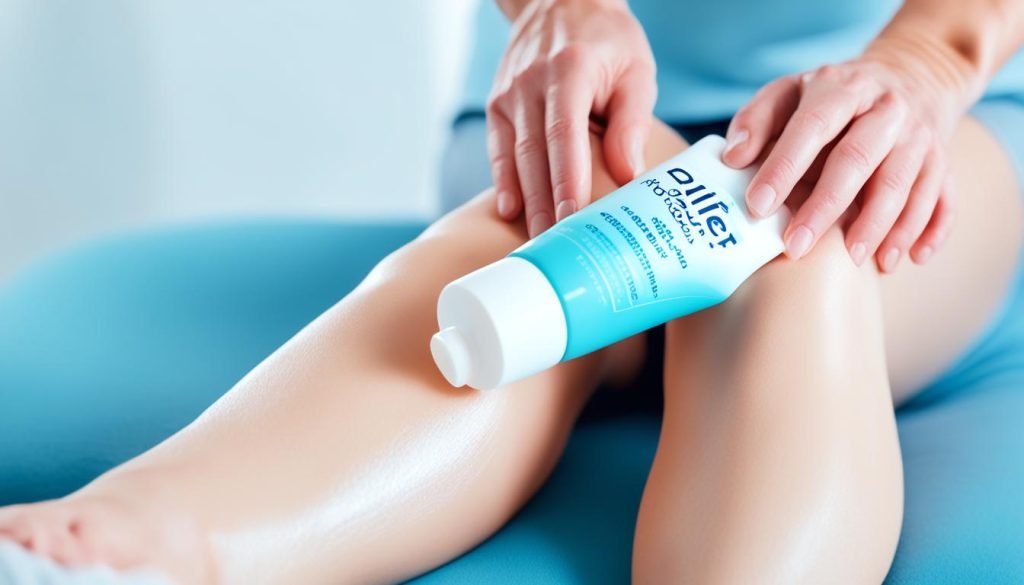 applying relief cream applying relief cream