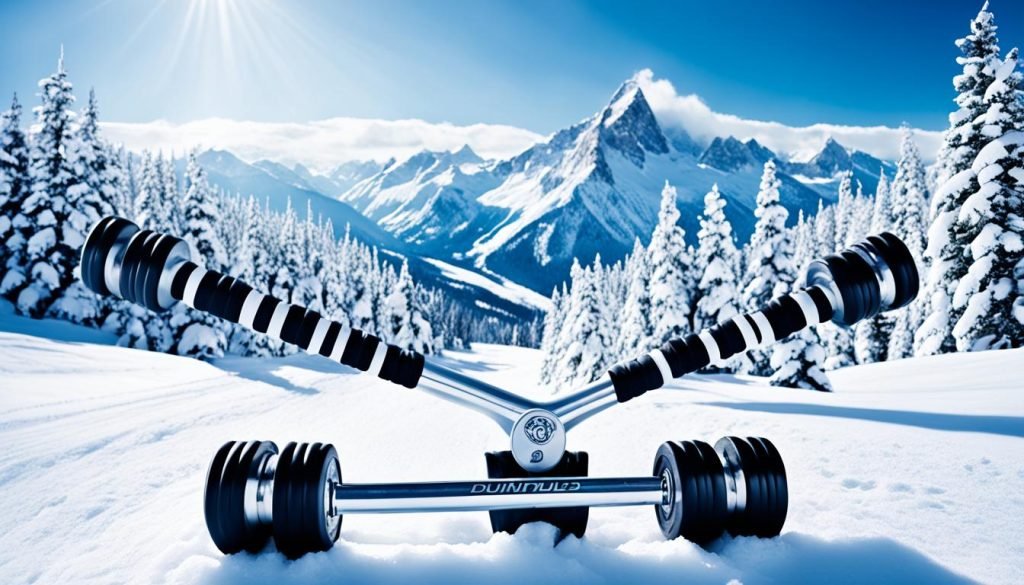 dumbbell skis for skiing fitness
